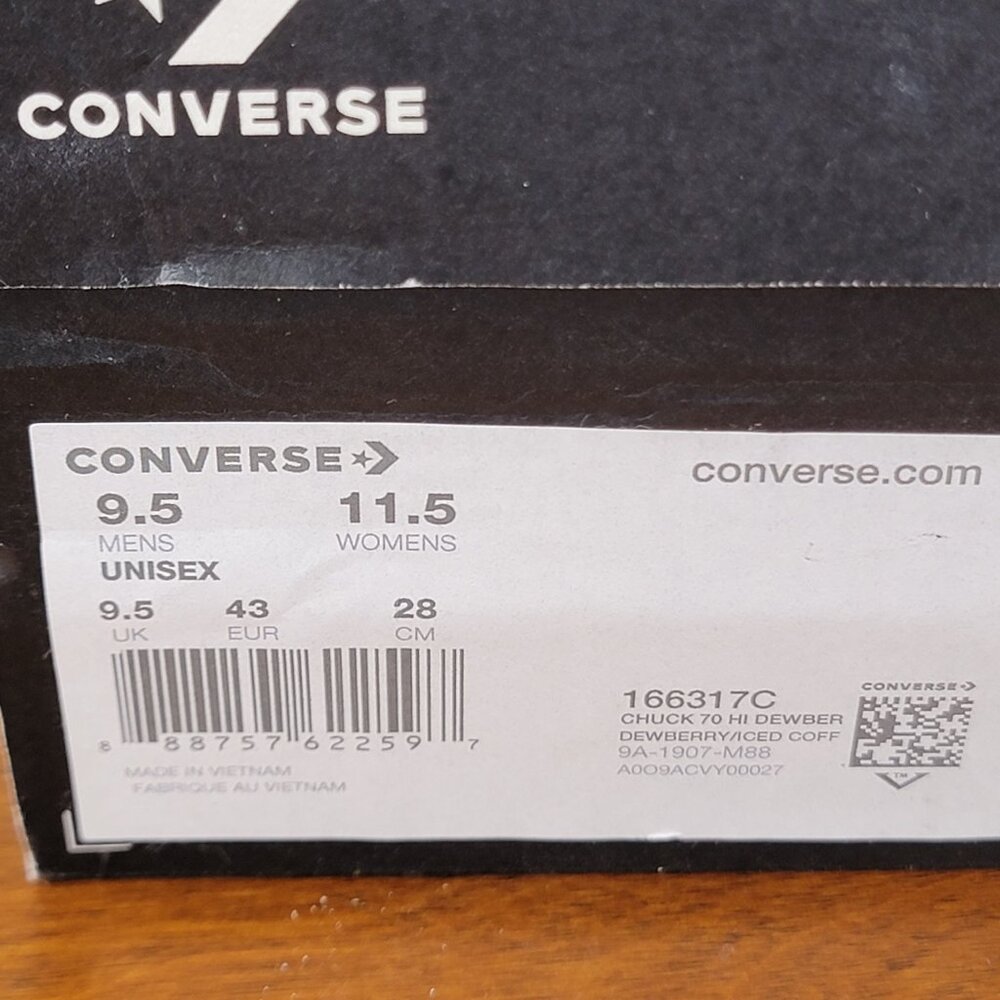 Converse Mens Chuck 70 Hi Quad Ripstop 166317C Dewberry/Iced Coffe/Egret Sze 9.5 - Picture 13 of 13